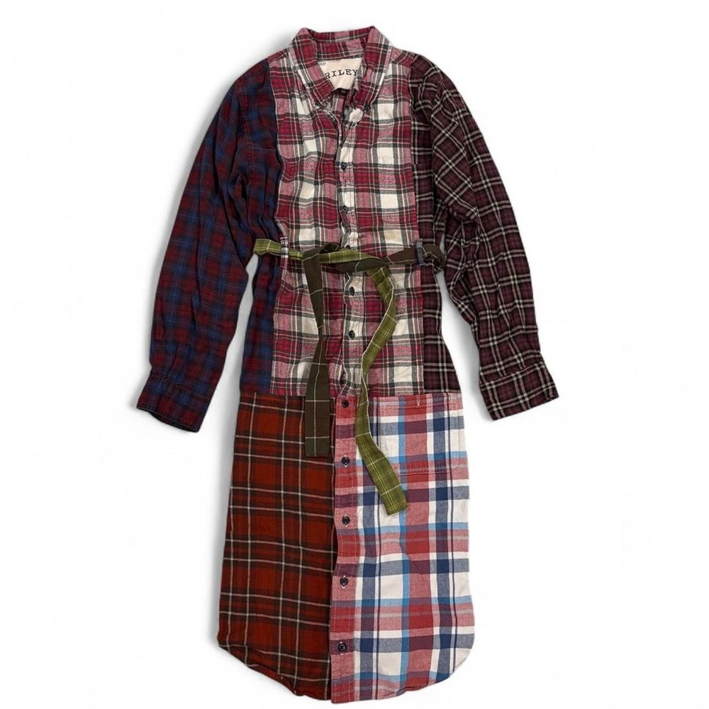 $328 Riley 1880 Vintage Belted Flannel Shirt Dress Duster